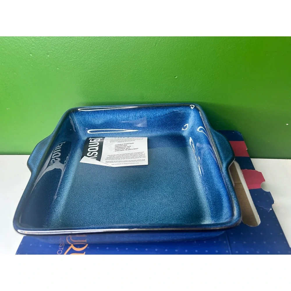 Basque Ceramique Andalusian Blue Stoneware 10 Inch Square Baker AB001 New